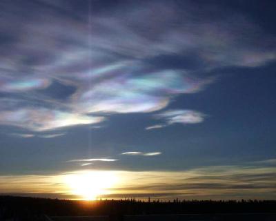Polare Stratosphärenwolke beobachtet in Kiruna, Schweden, am 27. Januar 2000.