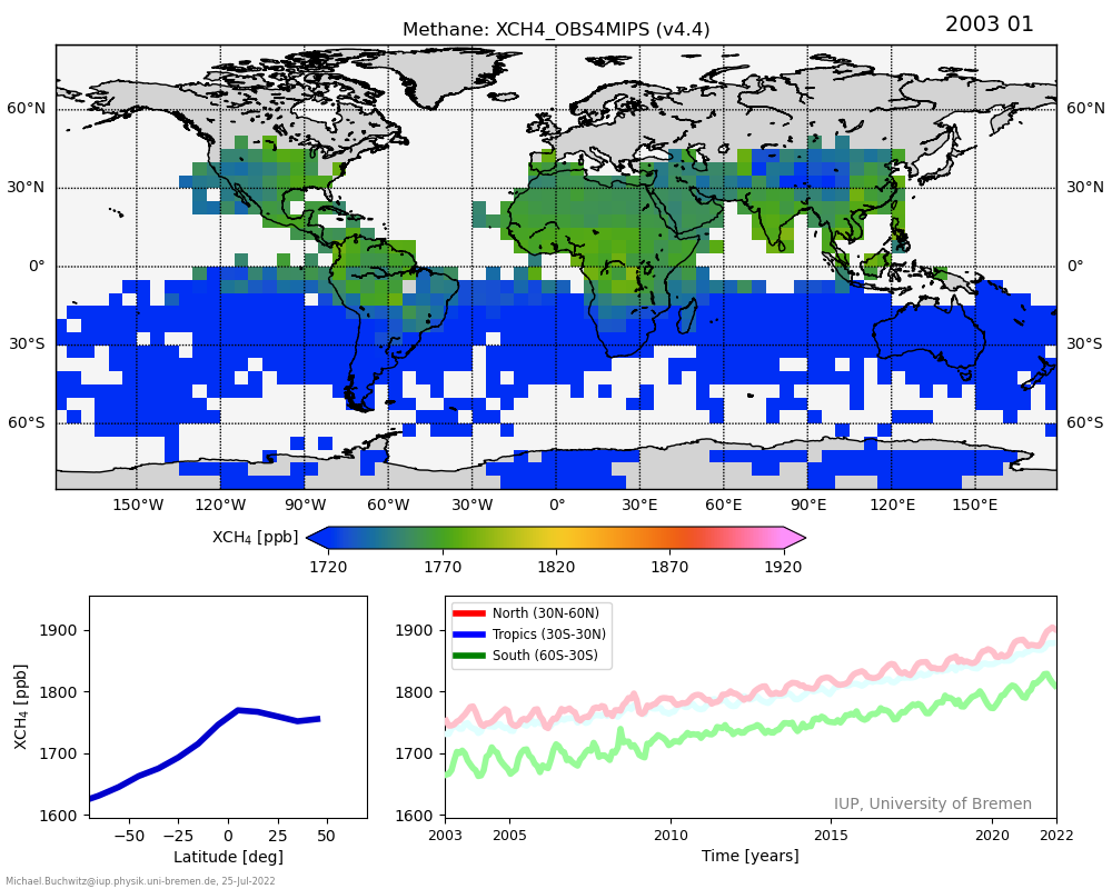 Animation der globalen Satelliten-Methandaten (2003-2021).