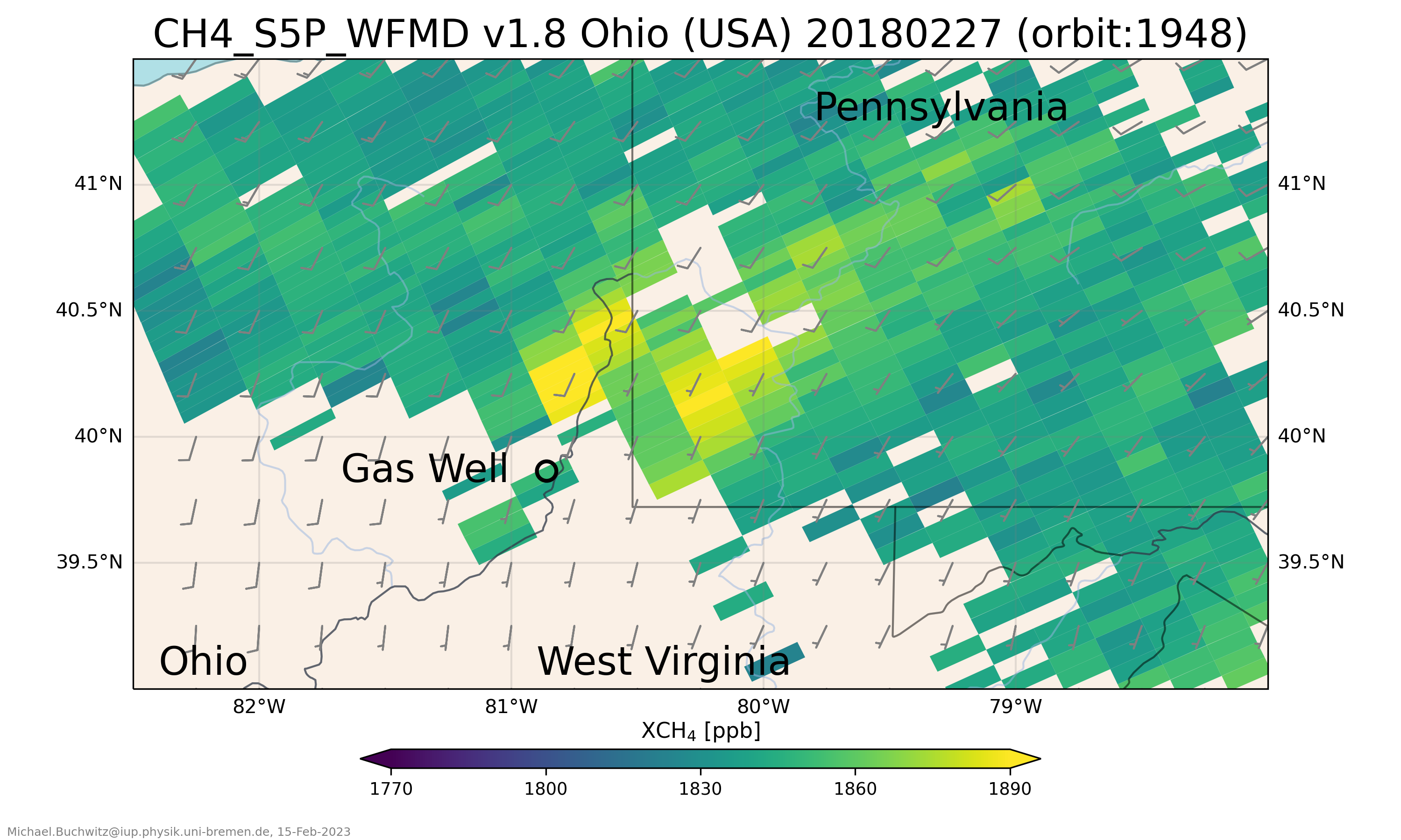 Satellite XCH4 27-Feb-2021 - Ohio gas well blowout.