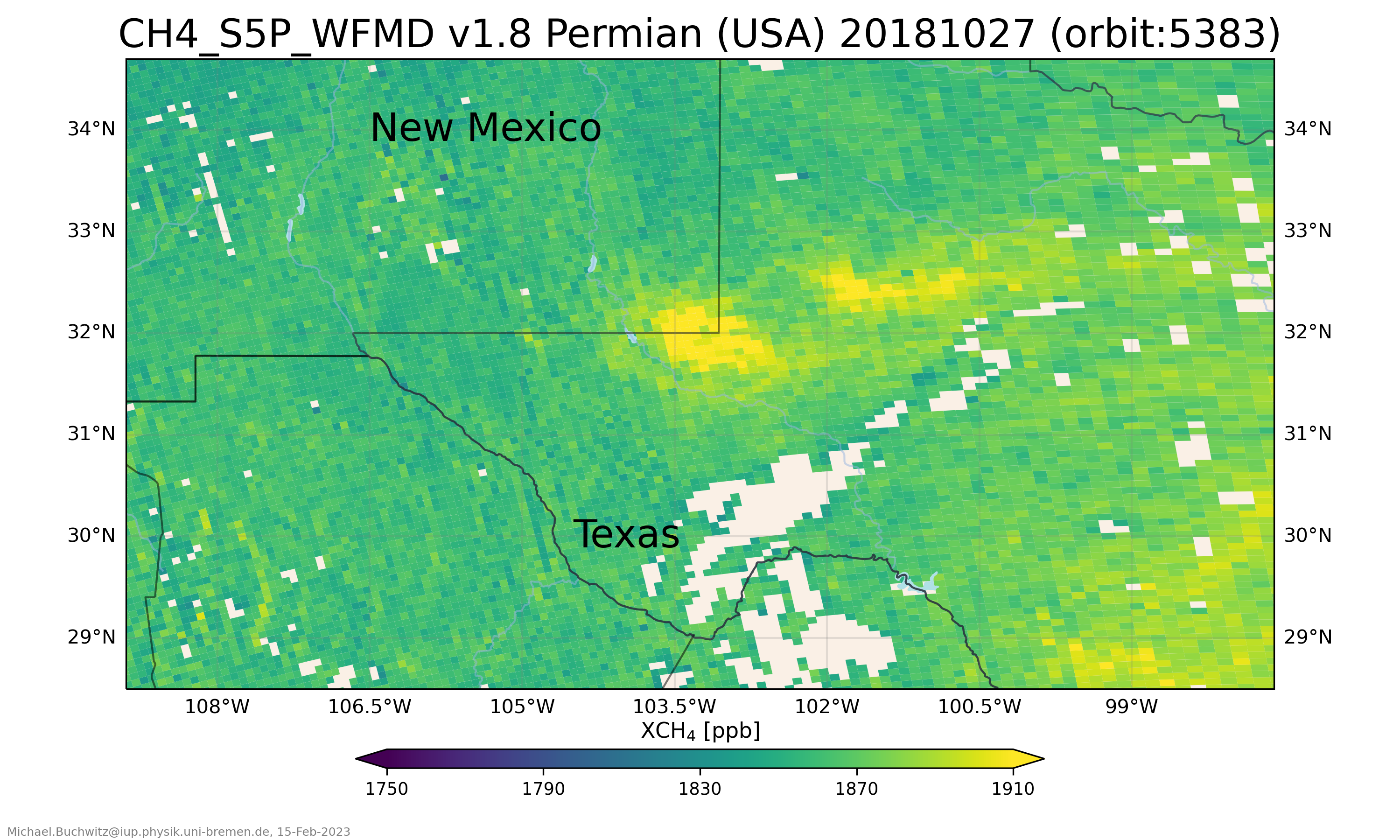Satellite XCH4 27-Oct-2018 - Permian, USA.
