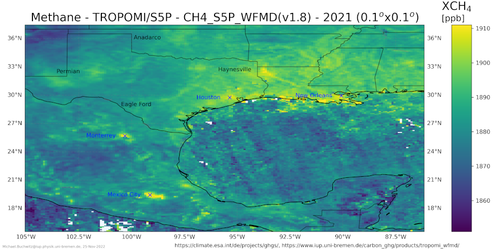 Satellite XCH4 2021 - Permian, USA.