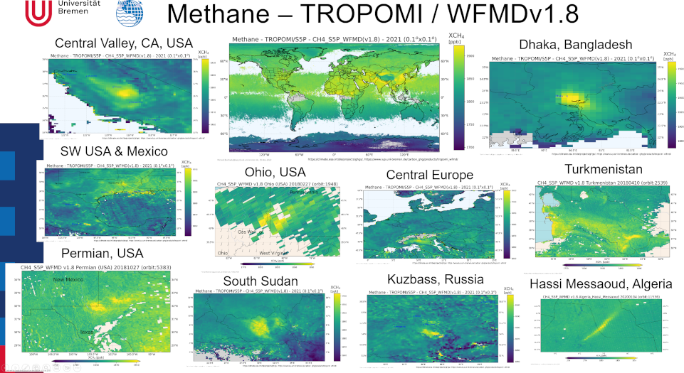 Satellite XCH4 hotspots.