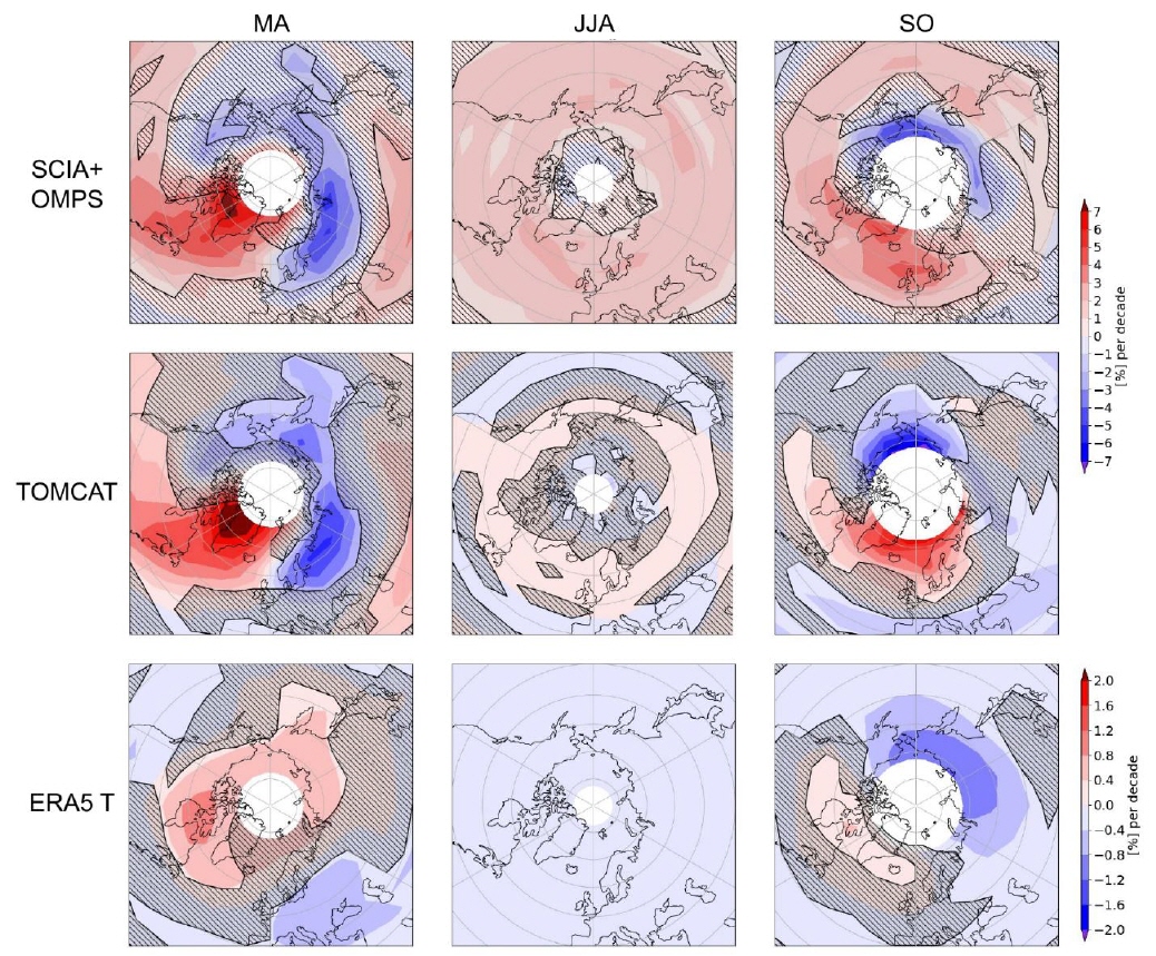 Asymmetries in ozone trends