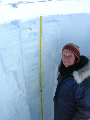 [Image: M.H. in snow pit]