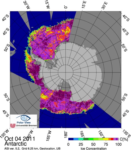 Arctic sea ice extent (different color code)